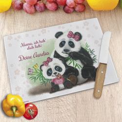 Individuelles Frühstücksbrett / Glasschneidebrett Mutter und Tochter - bedruckt 