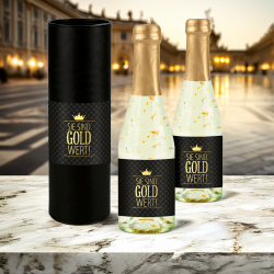 Sekt-Geschenk "Sie sind Gold wert" 0,2 l mit Goldflocken 