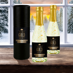 Sekt Geschenk Du bist Gold wert - mit Goldflocken 0,2l - Weihnachten 