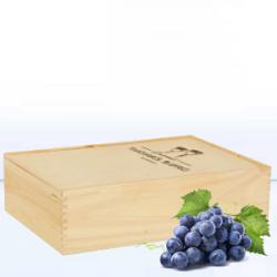 Holzkiste mit Schiebedeckel für 3 Flaschen Wein Motiv