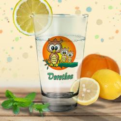 Personalisiertes Trinkglas / Saftglas für Kinder Eule mit Namen bedruckt 
