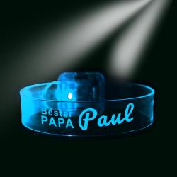 Laserarmband mit Namen für den besten Papa Blau