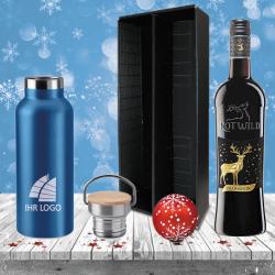 Glühwein-Geschenk-Set Isoflasche und Glühwein mit Ihrem Logo 