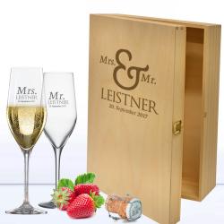 Sektgläser graviert im Geschenkset 