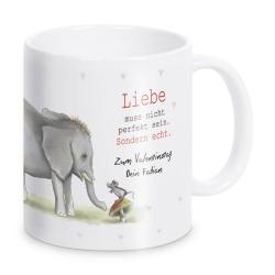 Tasse für Paare Liebe muss nicht... mit Namen - weiß 