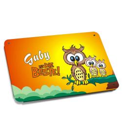 Blechschild mit Eule für Mädchen personalisiert 