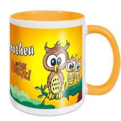 Niedliche Eulen Tasse für Kinder personalisiert 