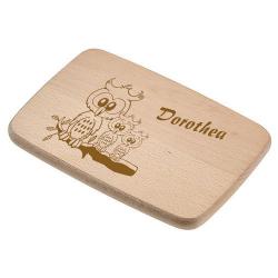 Frühstücksbrett mit Eulenmotiv und Namen graviert 