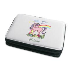 Einhorn Federmappe mit Namen, gefüllt 