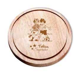 Holzbrett personalisiert für Kind Fußball 