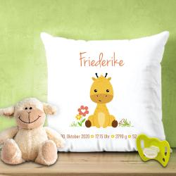 Kissen zur Geburt - mit Namen und Geburts-Daten personalisiert 