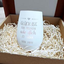 Windlicht für die beste Freundin mit Wunschtext graviert Weiß-Silber