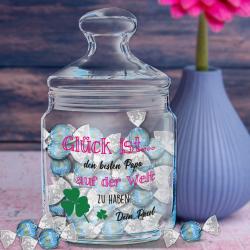 Bedrucktes Keksglas /Bonbonglas mit Wunschtext und Namen 