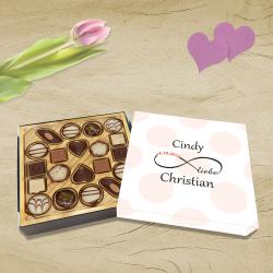 Lindt Mini-Pralinés zur Hochzeit bedruckt mit Namen des Paares, 100g 