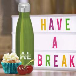 Isolierkanne 0,5 l mit Initialen und Wunschnamen graviert grün