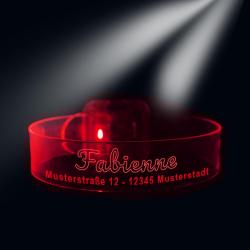 Leuchtarmband für Kinder mit Namen Rot