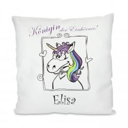 Unicorn Kissen mit Namen bedruckt 