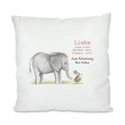 Kissen für Verliebte Liebe muss nicht ... als Motiv und Ihren Namen 