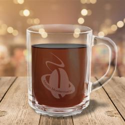Persönliche Kaffeetasse aus Glas mit Namensgravur 