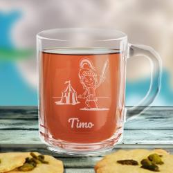 Glas Tasse Ritter mit Namen graviert 