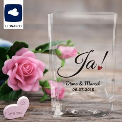 Persönlich bedruckte Blumenvase zur Hochzeit von Leonardo 