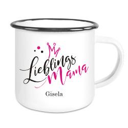 Emaille Tasse Lieblings-Mensch mit Ihrem Wunschnamen 