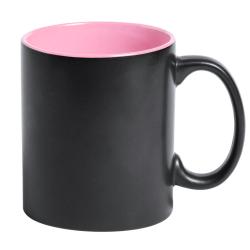 Keramik-Tasse / Lasertasse mit eigenem Logo schwarz-pink | ohne