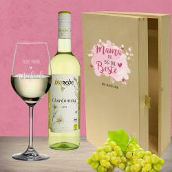 Mama du bist die Beste - Wein Geschenkset Weißwein personalisiert 