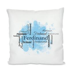 Schönes Kissen mit Namen in verschiedenen Schriften - blau 