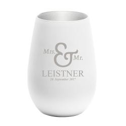 Windlicht mit persönlicher Gravur zur Hochzeit silber