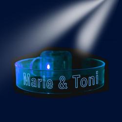Partnerarmband LED mit Gravur für Paare Blau