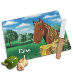 Frühstücksbrett für Mädchen mit Pferdemotiv  und Namen 