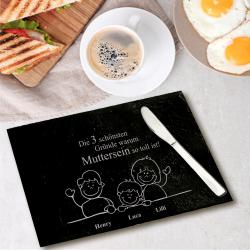 Frühstücks-Brett aus Schiefer mit Gravur 