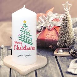 Individuelle Kerze Merry Christmas mit Namen bedruckt 