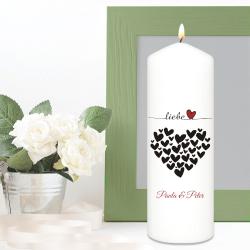 Kerze für Paare mit Herzen und Namen bedruckt 