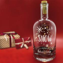 Deko Leucht-Flasche mit Lichterkette individuell graviert 