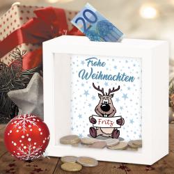 Bedruckte Bilderrahmen Spardose Elch zum Weihnachtsfest 