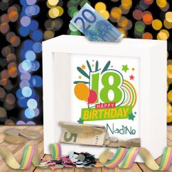 Bilderrahmen Spardose für Geldgeschenke zum 18. Geburtstag 