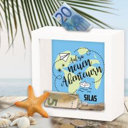 Bilderrahmen Spardose für die Urlaubsplanung personalisiert 