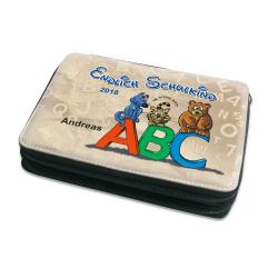 Geschenk zum Schulanfang Federmäppchen mit Namen, gefüllt 