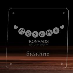 Glas Untersetzer Acryl zur Hochzeit mit Gästenamen