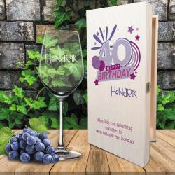 Individuell gestaltetes Wein-Geschenkset zum 40. Geburtstag ohne Wein