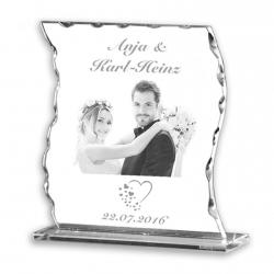 Glasfoto graviert Hochzeit & Liebe Liebe & Freundschaft