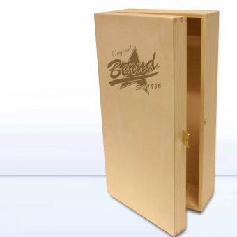 Holzbox mit Namen gravieren 2er Namens-Logo
