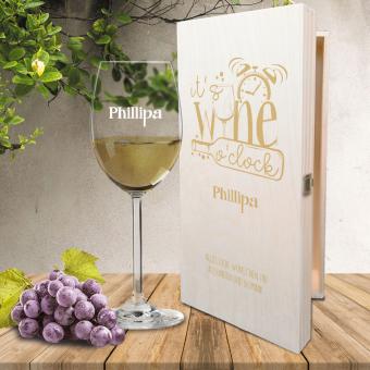 Edles Wein-Geschenk-Set "it's wine o'clock" individuell personalisiert 