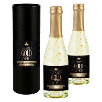 Sektflasche als Geschenk Sie sind Gold-Wert 0,2 l mit Goldflocken 