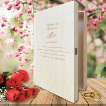 Holzbox zur Hochzeit graviert 