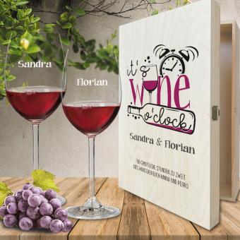 Wein-Geschenk-Set "it's wine o'clock" persönlich gestaltet 