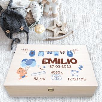 Erinnerungsbox für Kind & Baby bedruckt für Jungen 