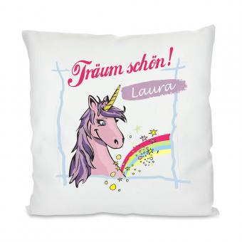 Kinder Einhorn Kissen mit Namen 